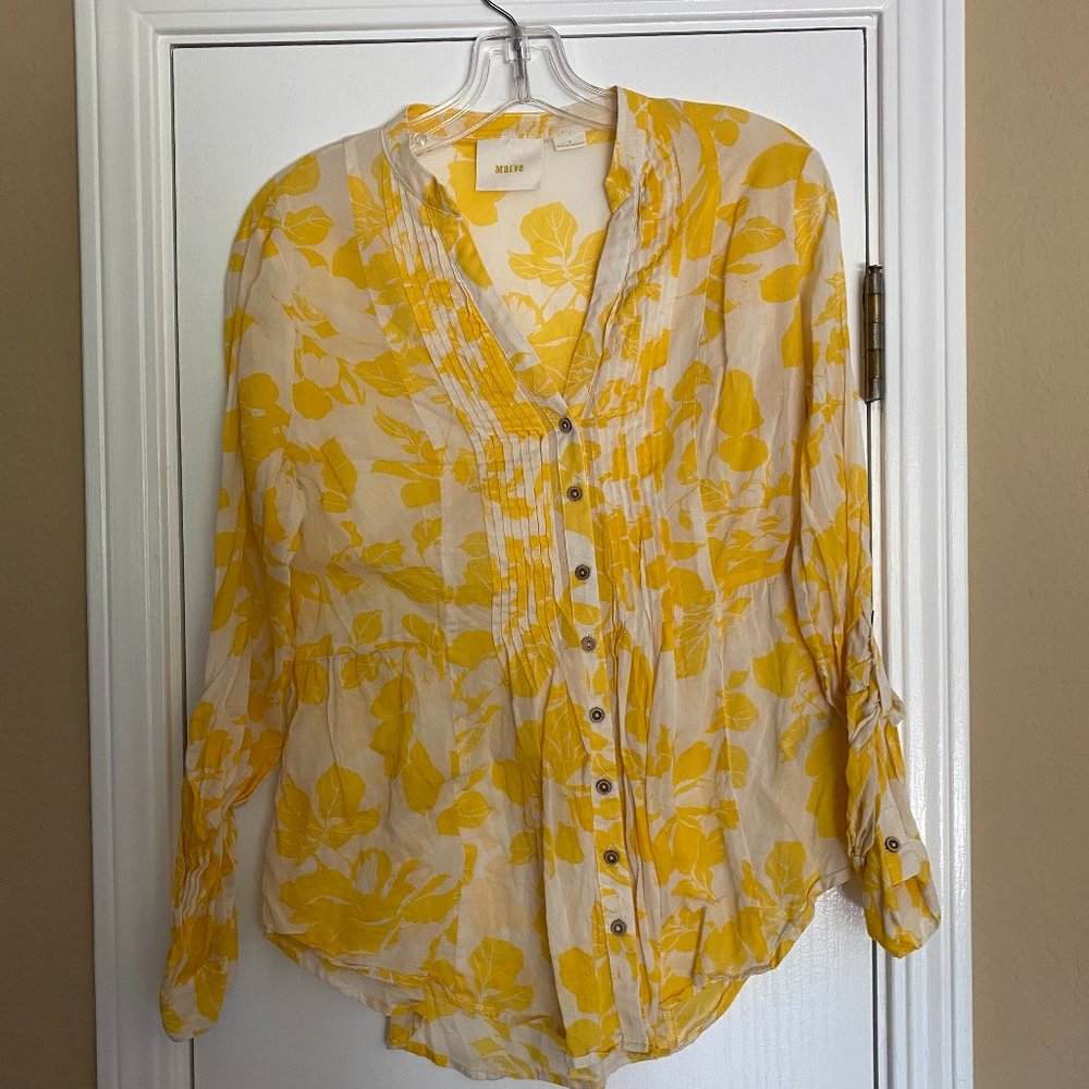 maeve anthropologie floral print button down blouse